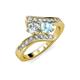 3 - Eleni Diamond and Aquamarine with Side Diamonds Bypass Ring 