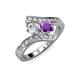 3 - Eleni Diamond and Amethyst with Side Diamonds Bypass Ring 