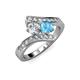 3 - Eleni Diamond and Blue Topaz with Side Diamonds Bypass Ring 