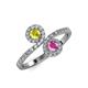 4 - Kevia Yellow Diamond and Pink Sapphire with Side Diamonds Bypass Ring 