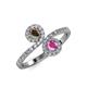 4 - Kevia Smoky Quartz and Pink Sapphire with Side Diamonds Bypass Ring 