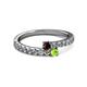 2 - Delise 3.40mm Round Red Garnet and Peridot with Side Diamonds Bypass Ring 