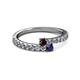 2 - Delise 3.40mm Round Red Garnet and Blue Sapphire with Side Diamonds Bypass Ring 