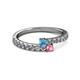 2 - Delise 3.40mm Round Blue Topaz and Pink Tourmaline with Side Diamonds Bypass Ring 
