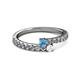 2 - Delise 3.40mm Round Blue Topaz and White Sapphire with Side Diamonds Bypass Ring 