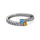 2 - Delise 3.40mm Round Blue Topaz and Citrine with Side Diamonds Bypass Ring 