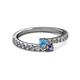 2 - Delise 3.40mm Round Blue Topaz and Iolite with Side Diamonds Bypass Ring 