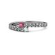 1 - Delise 3.40mm Round Rhodolite Garnet and Diamond with Side Diamonds Bypass Ring 