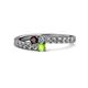 1 - Delise 3.40mm Round Red Garnet and Peridot with Side Diamonds Bypass Ring 