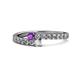 1 - Delise 3.40mm Round Amethyst and Diamond with Side Diamonds Bypass Ring 