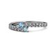 1 - Delise 3.40mm Round Blue Topaz and Aquamarine with Side Diamonds Bypass Ring 