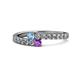 1 - Delise 3.40mm Round Blue Topaz and Amethyst with Side Diamonds Bypass Ring 