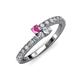 3 - Delise 3.40mm Round Pink Sapphire and Diamond with Side Diamonds Bypass Ring 