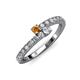 3 - Delise 3.40mm Round Citrine and Diamond with Side Diamonds Bypass Ring 