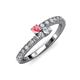 3 - Delise 3.40mm Round Pink Tourmaline and Diamond with Side Diamonds Bypass Ring 