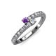3 - Delise 3.40mm Round Amethyst and Diamond with Side Diamonds Bypass Ring 