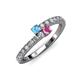 3 - Delise 3.40mm Round Blue Topaz and Pink Sapphire with Side Diamonds Bypass Ring 