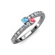 3 - Delise 3.40mm Round Blue Topaz and Pink Tourmaline with Side Diamonds Bypass Ring 