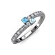 3 - Delise 3.40mm Round Blue Topaz and Aquamarine with Side Diamonds Bypass Ring 