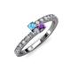 3 - Delise 3.40mm Round Blue Topaz and Amethyst with Side Diamonds Bypass Ring 