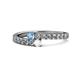 1 - Delise 3.40mm Round Blue Topaz and White Sapphire with Side Diamonds Bypass Ring 
