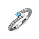 3 - Delise 3.40mm Round Blue Topaz and White Sapphire with Side Diamonds Bypass Ring 