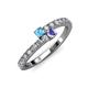 3 - Delise 3.40mm Round Blue Topaz and Tanzanite with Side Diamonds Bypass Ring 