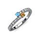 3 - Delise 3.40mm Round Blue Topaz and Citrine with Side Diamonds Bypass Ring 