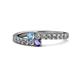 1 - Delise 3.40mm Round Blue Topaz and Iolite with Side Diamonds Bypass Ring 
