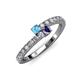3 - Delise 3.40mm Round Blue Topaz and Iolite with Side Diamonds Bypass Ring 