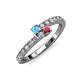 3 - Delise 3.40mm Round Blue Topaz and Rhodolite Garnet with Side Diamonds Bypass Ring 