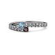 1 - Delise 3.40mm Round Blue Topaz and Red Garnet with Side Diamonds Bypass Ring 