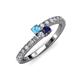 3 - Delise 3.40mm Round Blue Topaz and Blue Sapphire with Side Diamonds Bypass Ring 