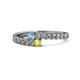 1 - Delise 3.40mm Round Blue Topaz and Yellow Sapphire with Side Diamonds Bypass Ring 