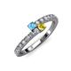 3 - Delise 3.40mm Round Blue Topaz and Yellow Sapphire with Side Diamonds Bypass Ring 