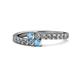 1 - Delise 3.40mm Round Blue Topaz with Side Diamonds Bypass Ring 
