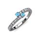 3 - Delise 3.40mm Round Blue Topaz with Side Diamonds Bypass Ring 