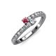 3 - Delise 3.40mm Round Rhodolite Garnet and Diamond with Side Diamonds Bypass Ring 