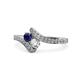 1 - Eleni Blue Sapphire and Diamond with Side Diamonds Bypass Ring 