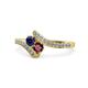 1 - Eleni Blue Sapphire and Ruby with Side Diamonds Bypass Ring 