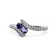 1 - Eleni Blue Sapphire and Iolite with Side Diamonds Bypass Ring 