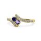 1 - Eleni Blue Sapphire and Iolite with Side Diamonds Bypass Ring 