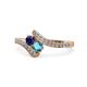 1 - Eleni Blue Sapphire and London Blue Topaz with Side Diamonds Bypass Ring 