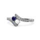 1 - Eleni Blue and White Sapphire with Side Diamonds Bypass Ring 