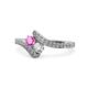 1 - Eleni Pink Sapphire and Diamond with Side Diamonds Bypass Ring 