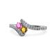 1 - Eleni Pink Sapphire and Citrine with Side Diamonds Bypass Ring 