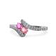 1 - Eleni Pink Sapphire and Pink Tourmaline with Side Diamonds Bypass Ring 