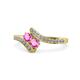 1 - Eleni Pink Sapphire with Side Diamonds Bypass Ring 