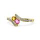 1 - Eleni Citrine and Pink Sapphire with Side Diamonds Bypass Ring 