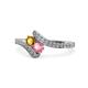 1 - Eleni Citrine and Pink Tourmaline with Side Diamonds Bypass Ring 
